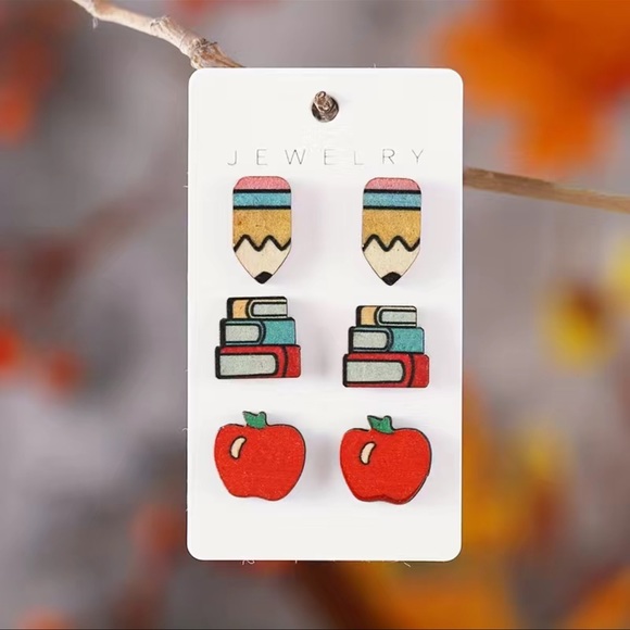Teacher, Back to School Earrings - 3 pairs - Picture 2 of 5